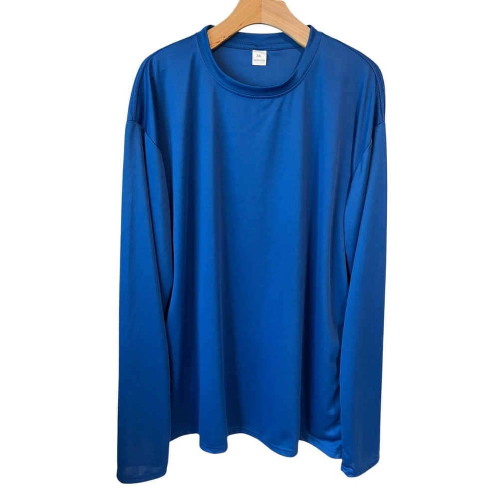 Mens Long Sleeve Activewear Shirt Bright Blue Size 3XL NWT